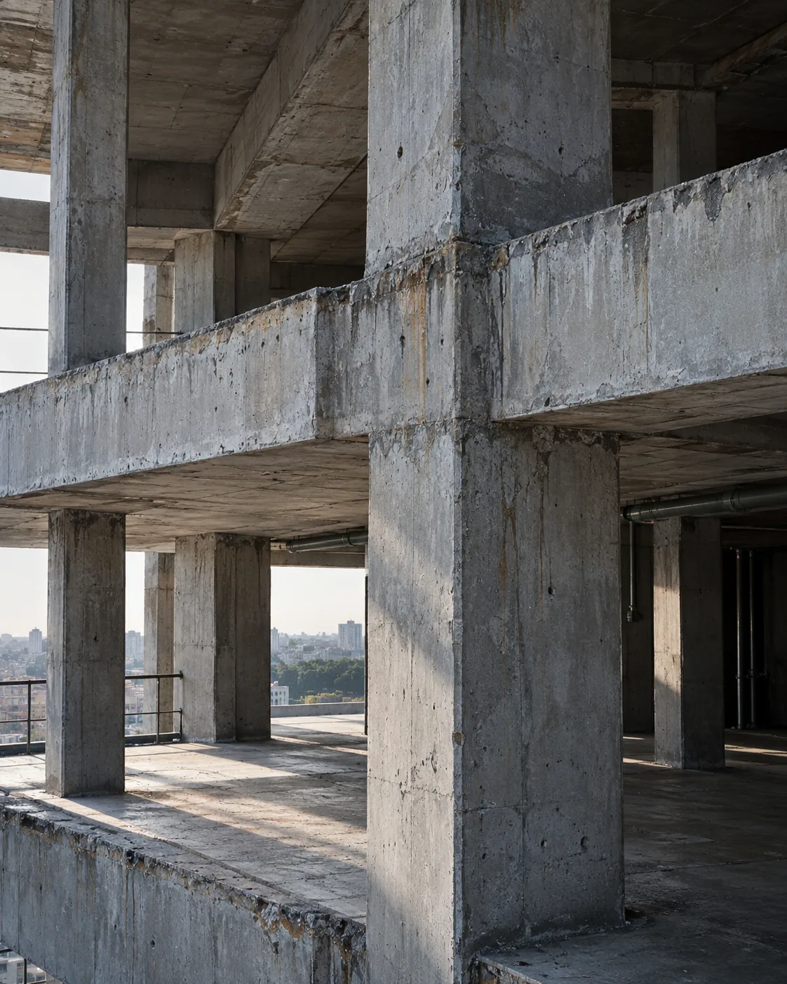 Structură din beton armat într-o clădire în construcție